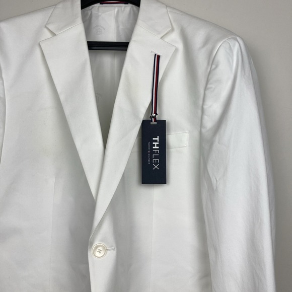 Tommy Hilfiger Mens Modern fit Sport Coat Blazer 44 S White Solid - Picture 2 of 8